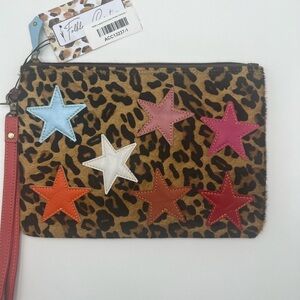Ooak Leopard Print Wristlet with Colorful Star Accents